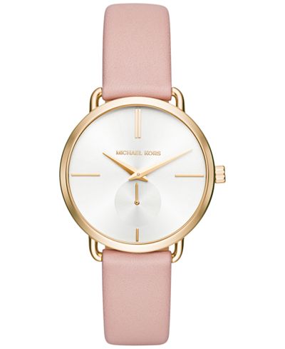 Michael Kors Women&#39;s Portia Pink Leather Strap Watch 36mm MK2659 - Watches - Jewelry & Watches ...