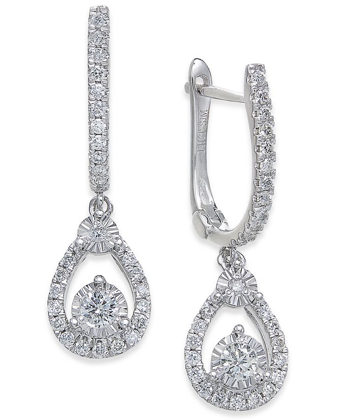 Macy's Diamond Drop Earrings (3/8 ct. t.w.) in 14k White Gold Macy's