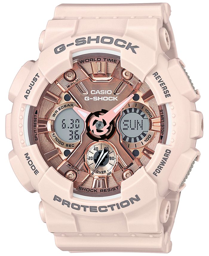 G-Shock - Women's Analog-Digital Blush S Peach Resin Strap Watch 46mm GMAS120MF-4A
