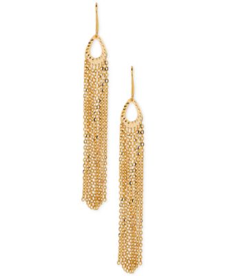 Italian Gold - Multi-Chain Fringe Drop Earrings in Italian 14k Gold