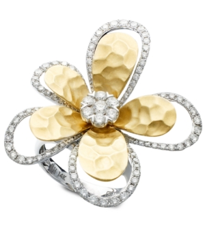 image of D-Oro by Effy Diamond Flower (1-1/4 ct. t.w.) in Two-Tone 14k Gold