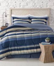 8-Piece Sophie Grey Striped Essential Comforter Set, Queen