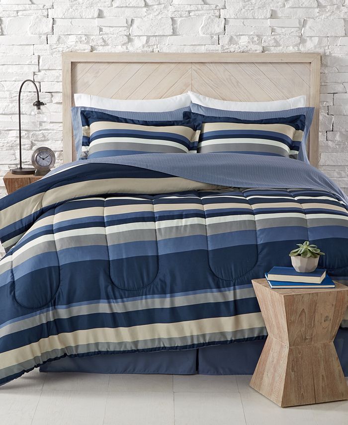 Fairfield Square Collection Austin Stripe/Solid Reversible 8 Pc. Comforter  Set, Created for Macy's - Macy's