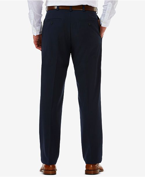 Haggar Men S Cool 18 Pro Classic Fit Expandable Waist Flat Front