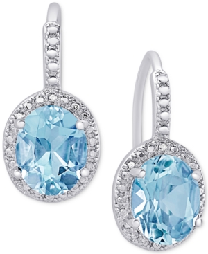image of Blue Topaz (6-3/8 ct. t.w.) and Diamond Accent Drop Earrings in Sterling Silver
