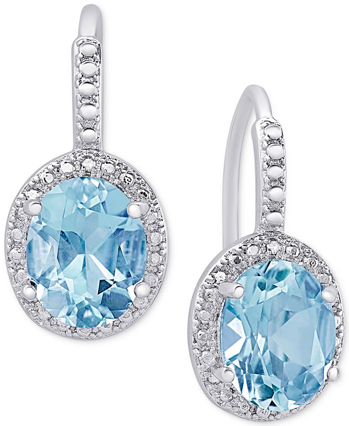 Macy's - Blue Topaz (6-3/8 ct. t.w.) and Diamond Accent Drop Earrings in Sterling Silver