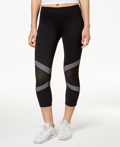 Ideology Mesh-Trim Cropped Leggings, Only at Macy's