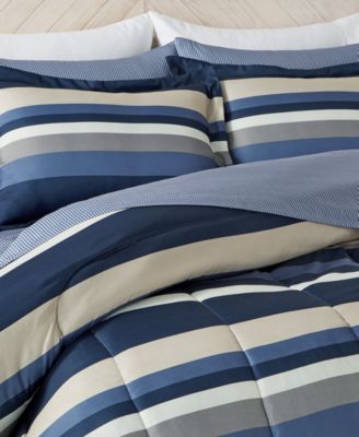 Austin Stripe/Solid Reversible 8 Pc. Comforter Set, Created for Macy's