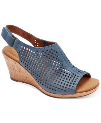 rockport women's briah perforated slingback wedges