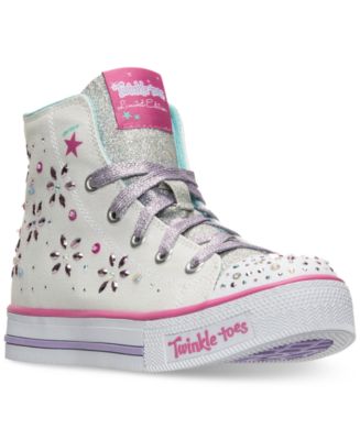 Skechers Little Girls Twinkle Toes Shuffles Sparkly and Sweet High Top Sneakers from Finish Line Macy s