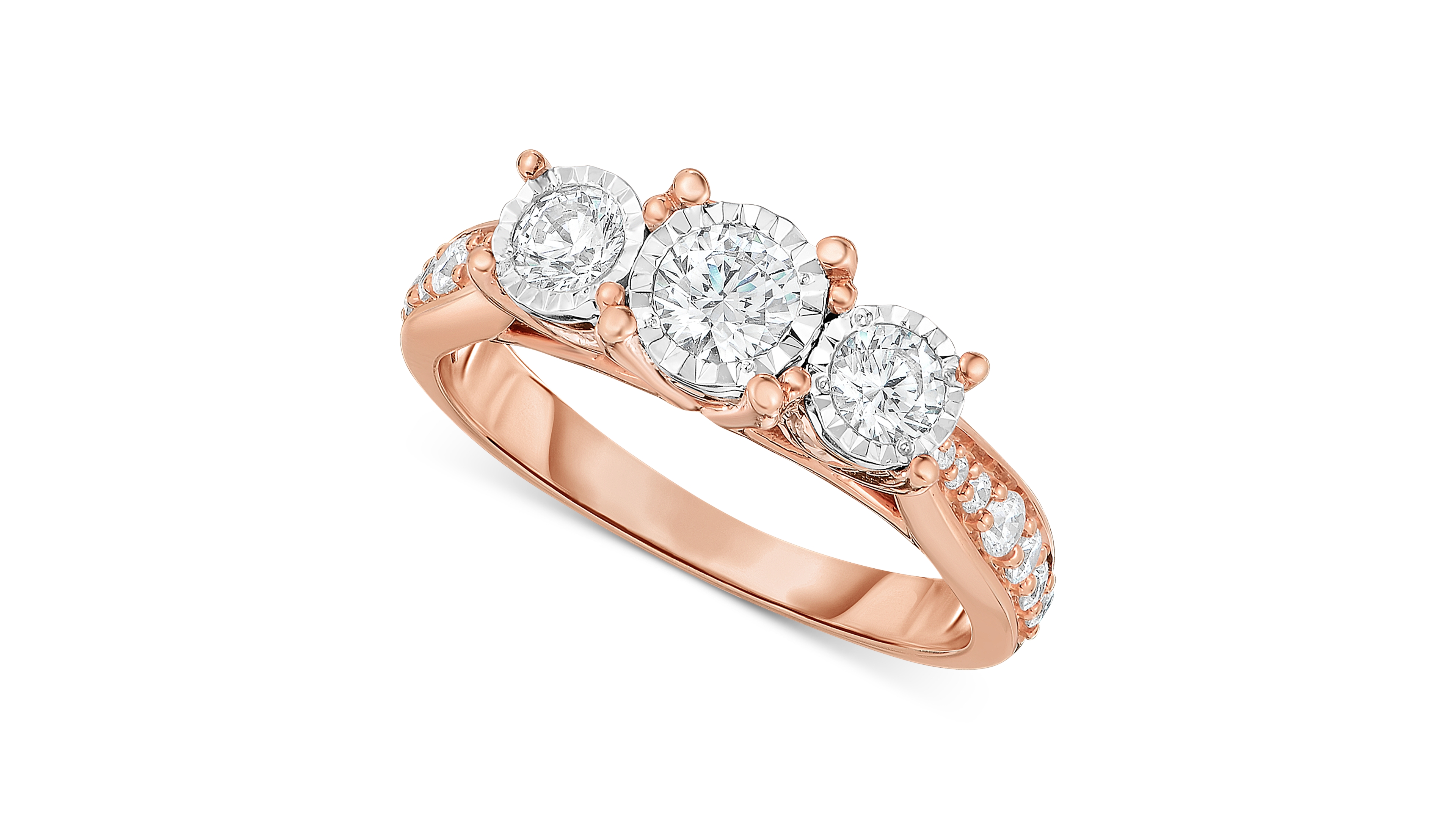 TruMiracle Diamond Three Stone Engagement Ring (1 ct. t.w.) 14k White Gold