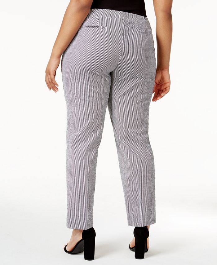 Anne Klein Plus Size Striped Seersucker Pants - Macy's