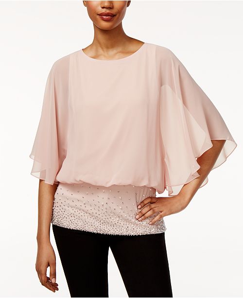 Msk Chiffon Embellished Blouse Tops Women Macys