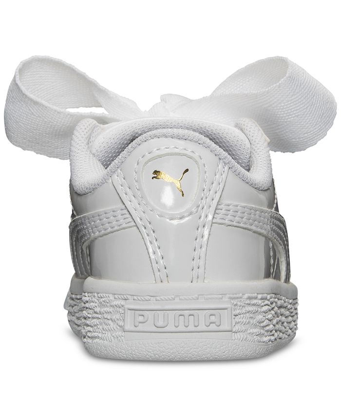 Puma Toddler Girls' Basket Heart Patent Casual Sneakers from Finish