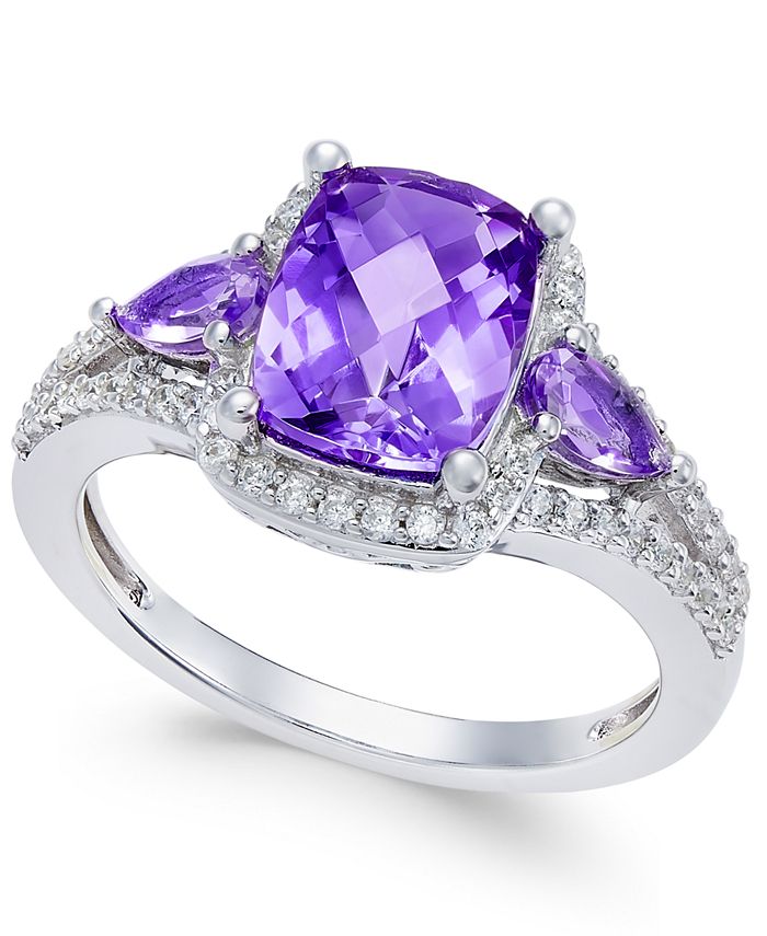 Macy's - Amethyst (1-3/4 ct. t.w.) and White Topaz (1/4 ct. t.w.) Ring in Sterling Silver