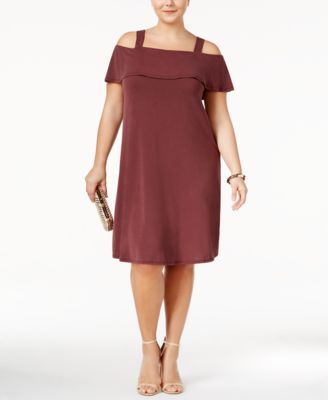Monteau - Trendy Plus Size Off-The-Shoulder Dress