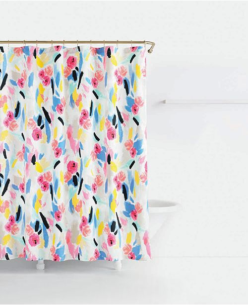 kate spade new york Paintball Cotton FloralPrint Shower Curtain