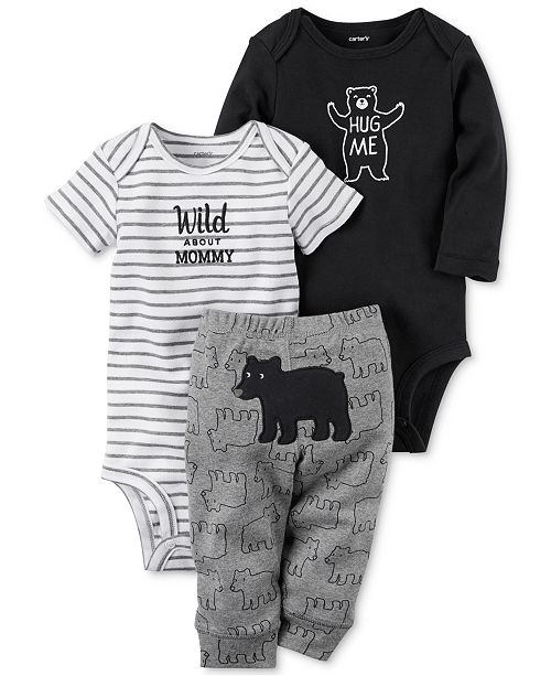 Carter S 3 Pc Cotton Hug Me Bear Bodysuits Pants Set Baby Boys