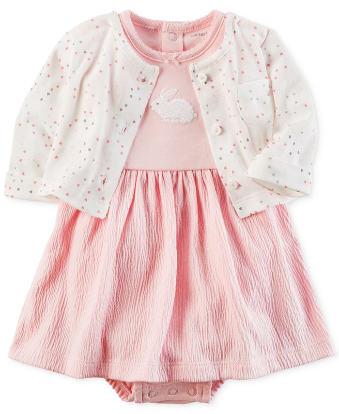 Carter s 2 Pc. Cardigan Bunny Bodysuit Dress Set Baby Girls Macy s