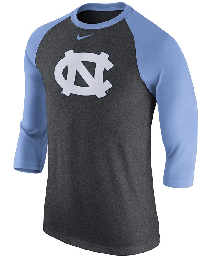Nike Men's North Carolina Tar Heels Triblend Logo 3/4 Sleeve Raglan T ...