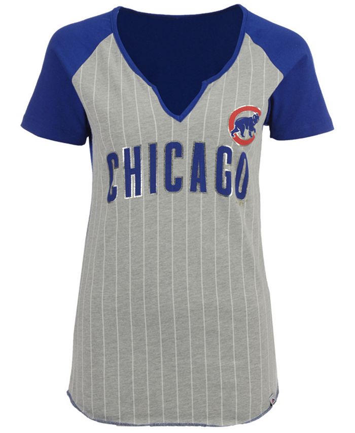 Majestic Women's Chicago Cubs From The Stretch Pinstripe T-Shirt