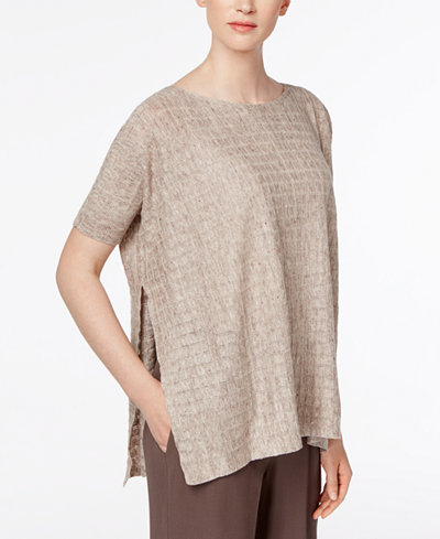 Eileen Fisher Linen Side-Split Top, Regular & Petite