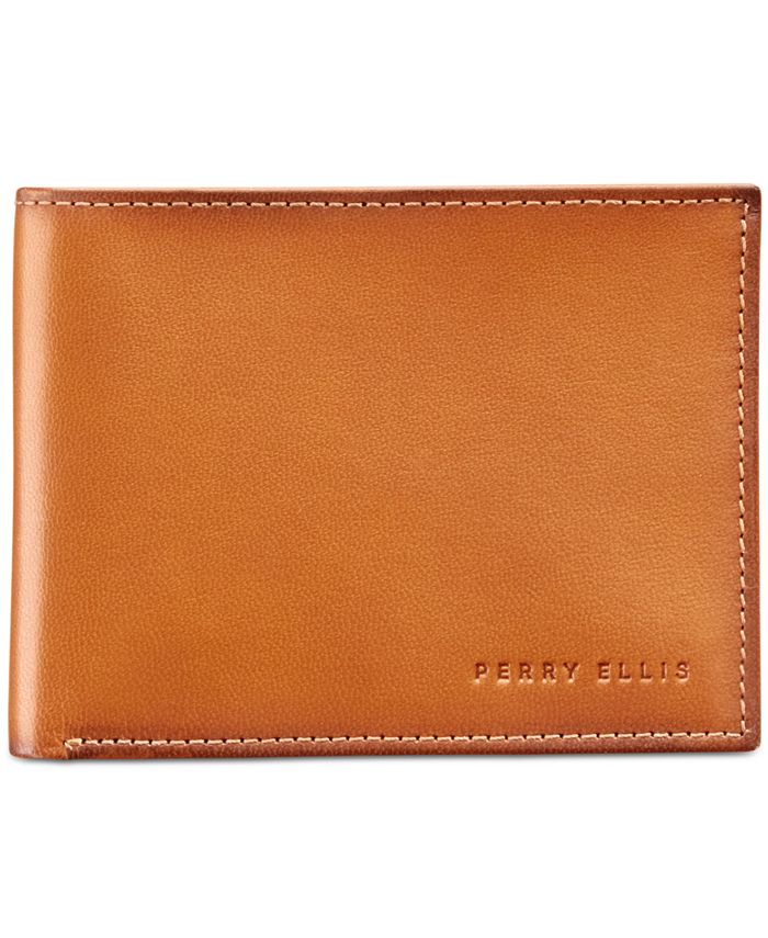 Perry Ellis Portfolio - Men's Super-Slim Leather Wallet