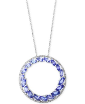 EFFY Collection - Tanzanite (2-7/8 and Diamond (1/6 ct. t.w.) Circle Pendant Necklace in 14k White Gold
