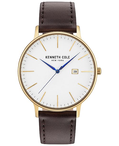 Cole New York Cole Men's Brown Leather Strap Watch 42mm