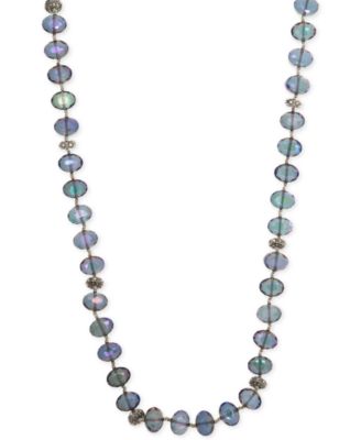 Silver-Tone Blue Bead 2-in-1 Necklace