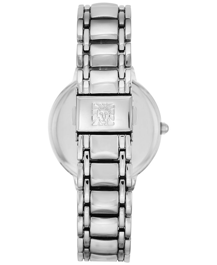 Anne Klein Women's Diamond-Accent Silver-Tone Bracelet Watch 36mm AK ...