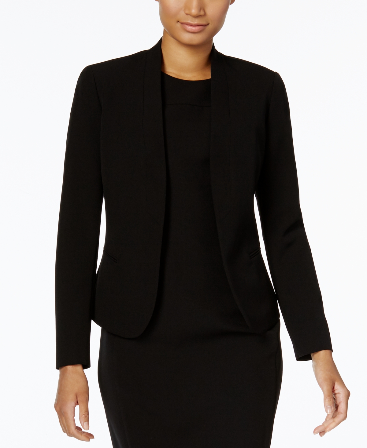 Anne Klein Missy Petite Executive Collection Shawl-collar Sleeveless Sheath Dress Suit, Created For Macy's