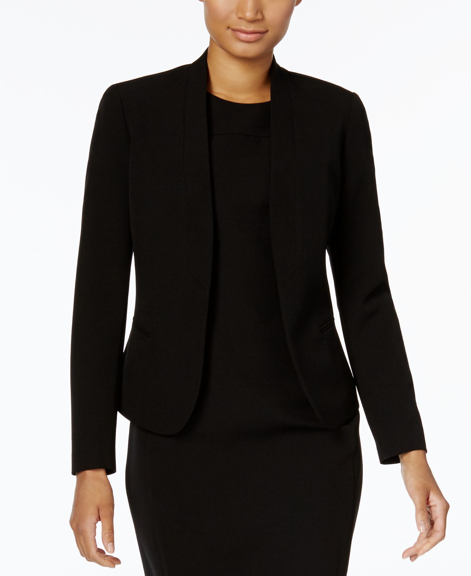 Missy Executive Collection Shawl-Collar Sleeveless Sheath Dress Suit Set