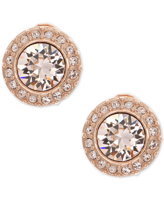 Givenchy Rose GoldTone Crystal and Pavé Clipon Stud Earrings