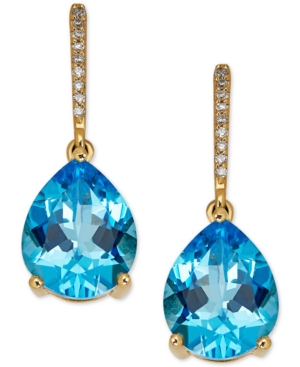 image of Blue Topaz (5-1/3 ct. t.w.) & Diamond Accent Drop Earrings in 14k Gold