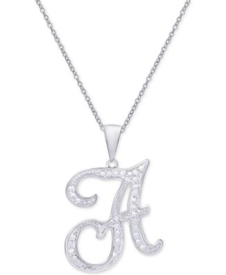 silver initial necklace with diamonds