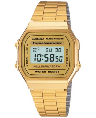 Casio Men's Digital Vintage Gold-Tone Stainless Steel Bracelet Watch -