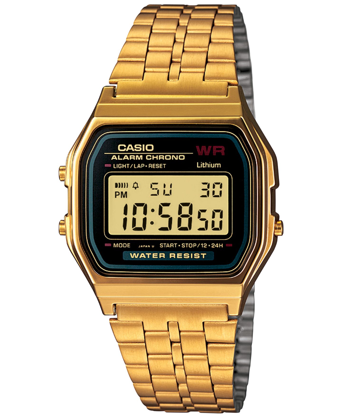 Мужские часы Casio Digital Vintage Gold-Tone Stainless Steel Bracelet Watch 39x39mm A159WGEA-1MV — фото 1
