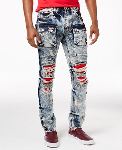 Heritage America Men's Ripped Cargo Jeans