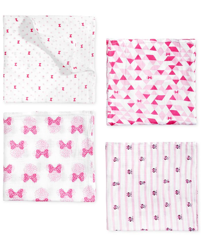 aden by aden + anais Baby Girls 4Pack Minnie Mouse Cotton Swaddle