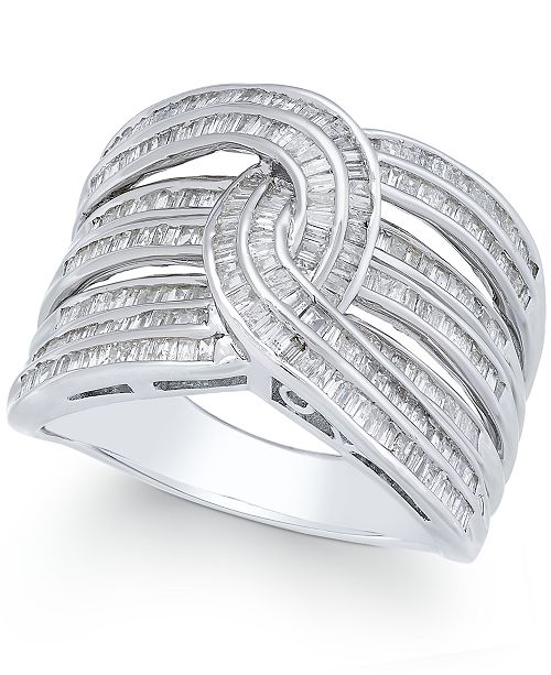 Macy S Diamond Baguette Interwoven Statement Ring 1 Ct T W In