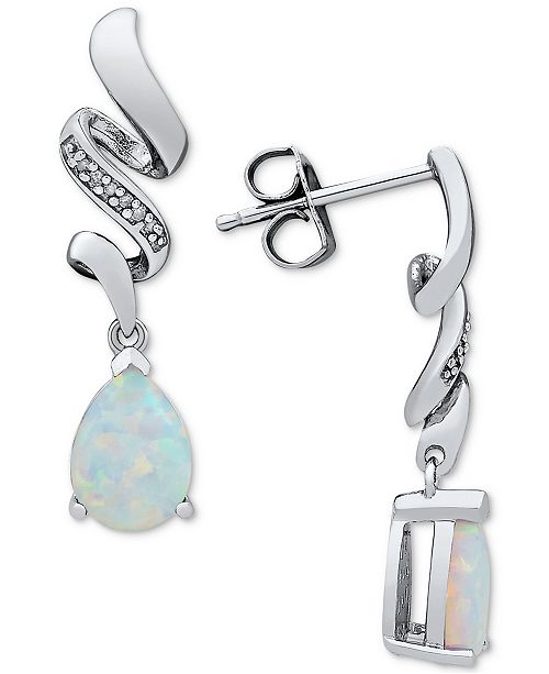 Macy's Lab Created Opal (3/4 ct. t.w.) & Diamond Accent Drop Earrings