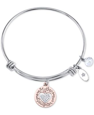 Unwritten Two-Tone Mother & Daughter Heart Charm Bangle Bracelet in ...