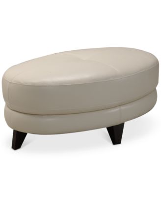 Myia Tufted Leather Oval Ottoman, Created for Macy's