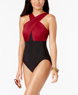 high neck swimsuit with underwire