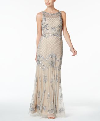 Adrianna Papell - Illusion Embellished A-Line Gown