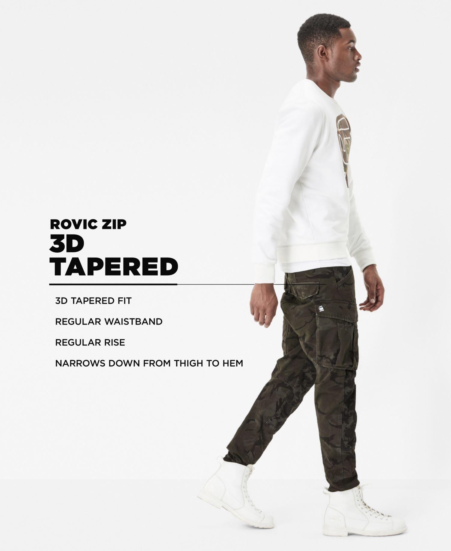 Мужские прямые зауженные брюки-карго Rovic Zip 3D