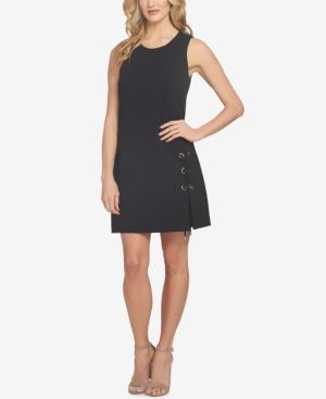 CeCe Lace-Up Drop-Waist Scuba Sheath Dress