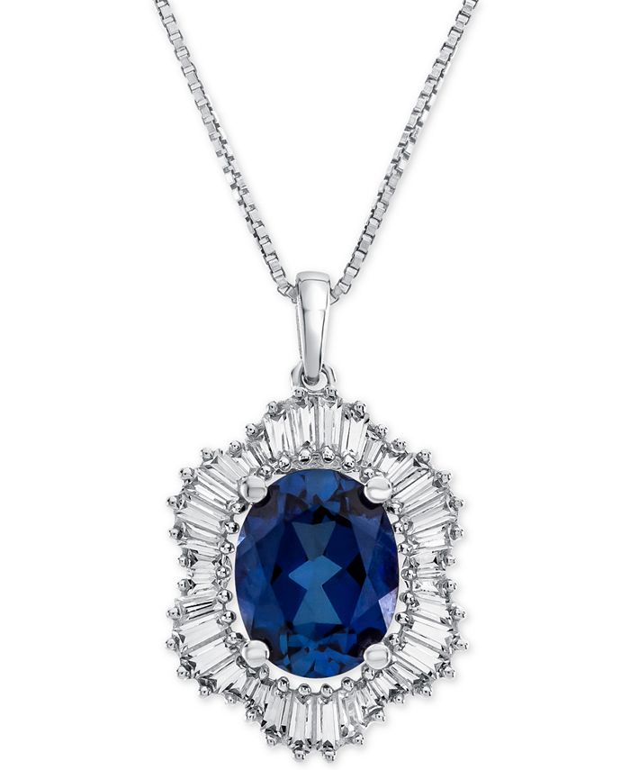 Macy's LabCreated Blue Sapphire (17/8 ct. t.w.) and White Sapphire (3/4 ct. t.w.) Pendant