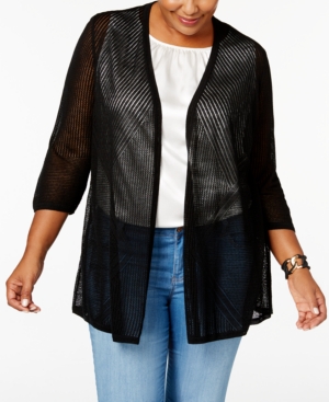 Charter Club Plus Size Pointelle Cardigan, Only at Macys